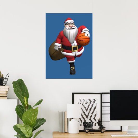 Santa Claus Basketball-Spieler Poster (Heimbüro)