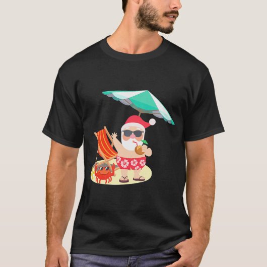 Santa Claus Beach Sommer Weihnachten im Juli T-Shirt (Vorderseite)