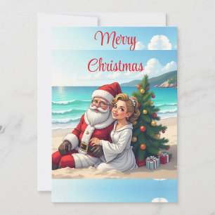 Santa Claus Beach Urlaub Feiertagskarte