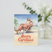 Santa Claus Beach Watercolor Postkarte (Stehend Vorderseite)