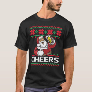 Santa Claus Beer Drinking begrüßt hässliche Wei T-Shirt