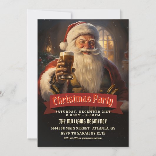 Santa Claus Beer Einladung (Vorderseite)