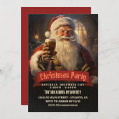 Santa Claus Beer Einladung (Vorne/Hinten)
