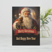 Santa Claus Beer Feiertagskarte (Stehend Vorderseite)