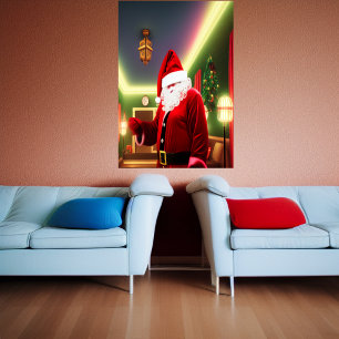 Santa Claus, bei Ihnen Zuhause AI Art Poster