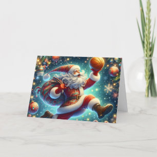 Santa Claus beim Basketball-Spielen Feiertagskarte