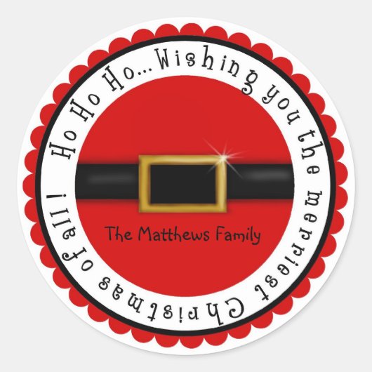 Santa Claus Belly Weihnachtsaufkleber Runder Aufkleber (Vorderseite)