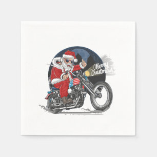 Santa Claus Biker US Flag Motorrad Weihnachts-Gif Serviette