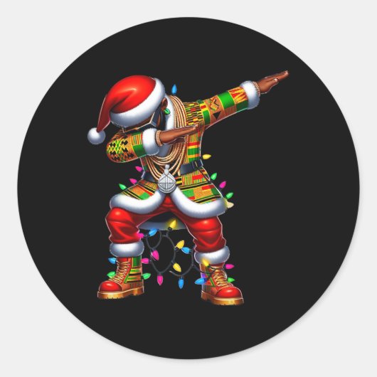 Santa Claus Black African American Xmas Pajamas 0 Runder Aufkleber (Vorderseite)