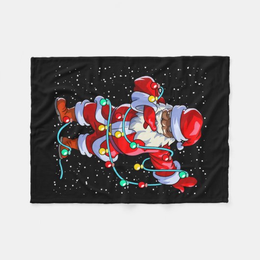 Santa Claus Black Christmas Afro Afro American Fleecedecke (Vorderseite (Horizontal))