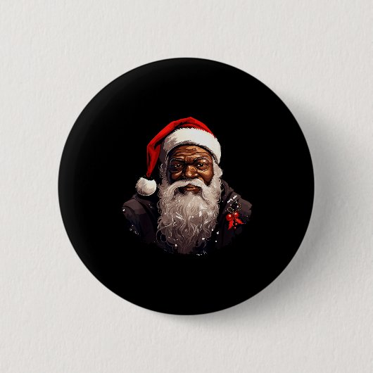 Santa Claus Black Christmas Xmas Santa Afro Africa Button (Vorderseite)