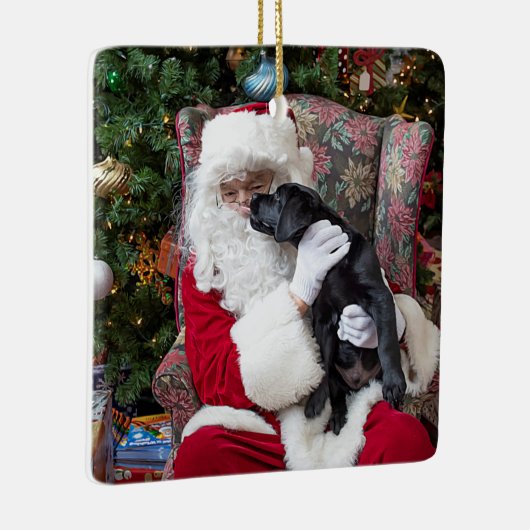 Santa Claus Black Labrador Weihnachten Niedlicher Keramikornament (Rechts)