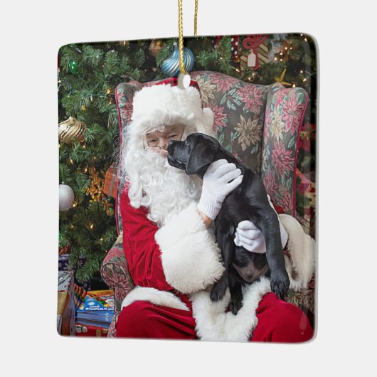 Santa Claus Black Labrador Weihnachten Niedlicher Keramikornament (Links)