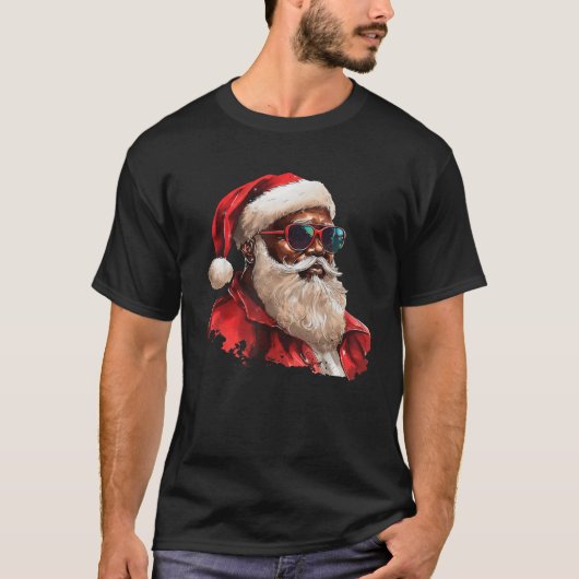 Santa Claus Black Man WeihnachtsWeihnachtsfeiertag T-Shirt (Vorderseite)