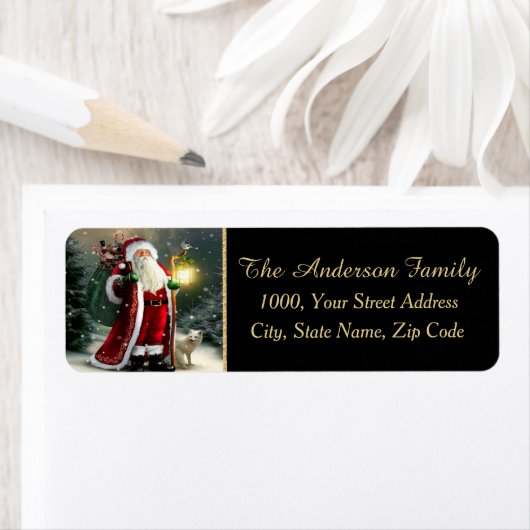 Santa Claus Black Return Address Label (Insitu)