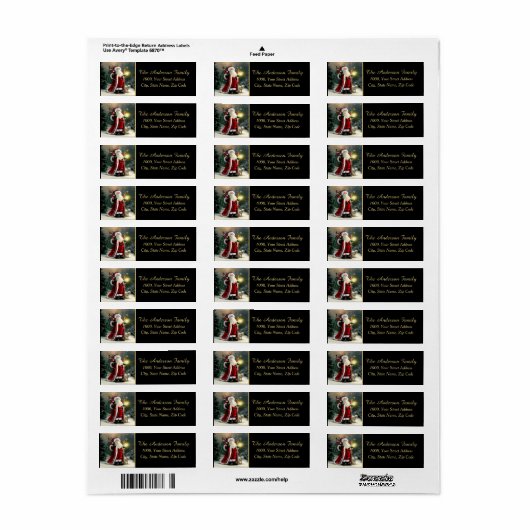 Santa Claus Black Return Address Label (Vorne)