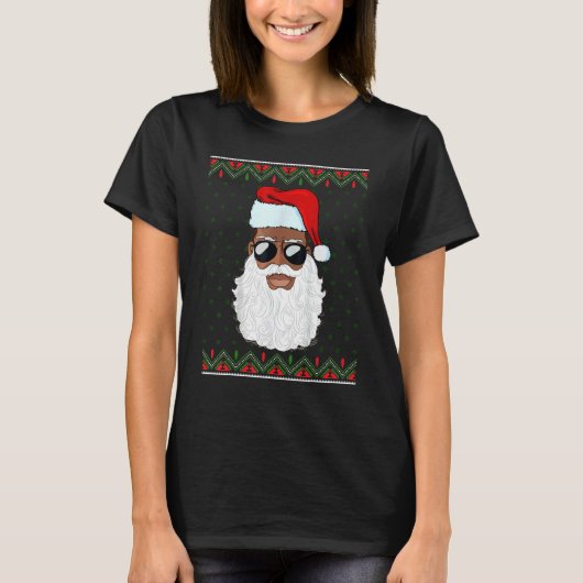Santa Claus Black Xmas Santa Afro African American T-Shirt (Vorderseite)
