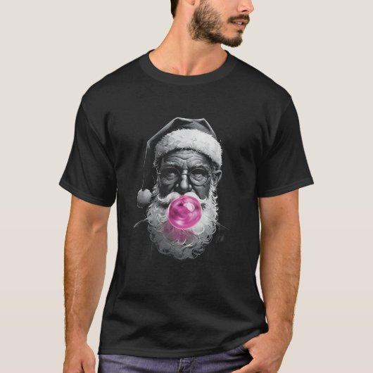 Santa Claus blasen rosa Blase Gum Funny Christma T-Shirt (Vorderseite)