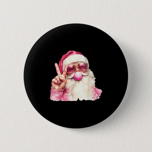 Santa Claus Blowing Bubble Gum Nk Sungles Christma Button (Vorderseite)