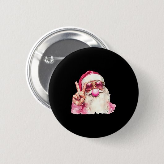 Santa Claus Blowing Bubble Gum Nk Sungles Christma Button (Vorne & Hinten)