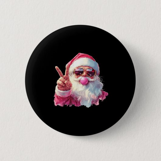 Santa Claus Blowing Bubble Gum Nk Sungles Christma Button (Vorderseite)