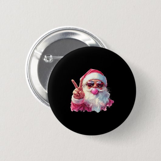 Santa Claus Blowing Bubble Gum Nk Sungles Christma Button (Vorne & Hinten)