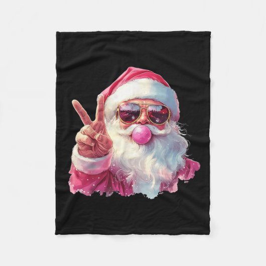 Santa Claus Blowing Bubble Gum Nk Sungles Christma Fleecedecke (Vorderseite)