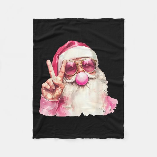 Santa Claus Blowing Bubble Gum Nk Sungles Christma Fleecedecke (Vorderseite)