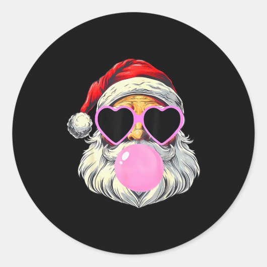 Santa Claus Blowing Bubble Gum Nk Sungles Christma Runder Aufkleber (Vorderseite)