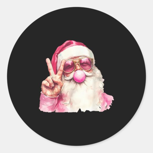 Santa Claus Blowing Bubble Gum Nk Sungles Christma Runder Aufkleber (Vorderseite)