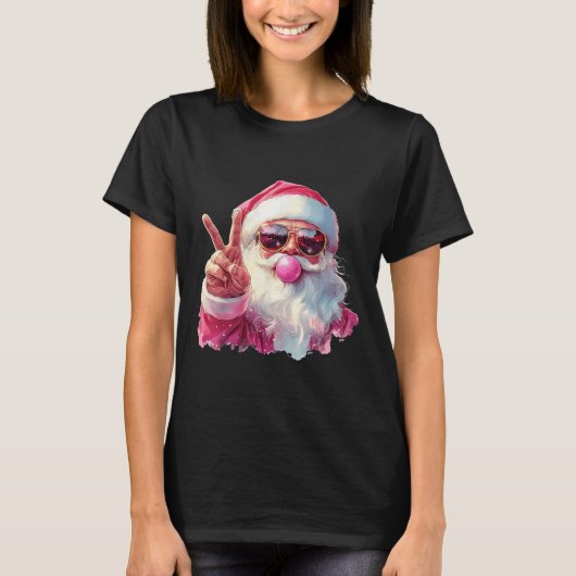 Santa Claus Blowing Bubble Gum Nk Sungles Christma T-Shirt (Vorderseite)