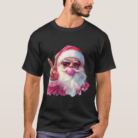 Santa Claus Blowing Bubble Gum Nk Sungles Christma T-Shirt (Vorderseite)