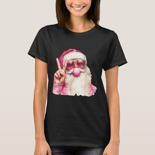 Santa Claus Blowing Bubble Gum Nk Sungles Christma T-Shirt (Vorderseite)