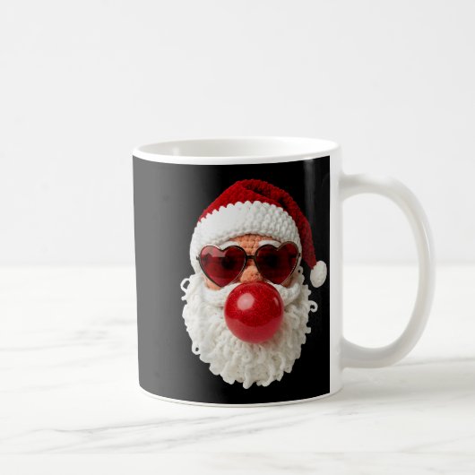 Santa Claus Blowing Yarn Crochet Bubble Gum Heart Kaffeetasse (Rechts)