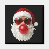 Santa Claus Blowing Yarn Crochet Bubble Gum Heart  Magnet (Vorne)