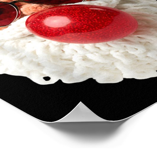 Santa Claus Blowing Yarn Crochet Bubble Gum Heart Poster (Ecke)