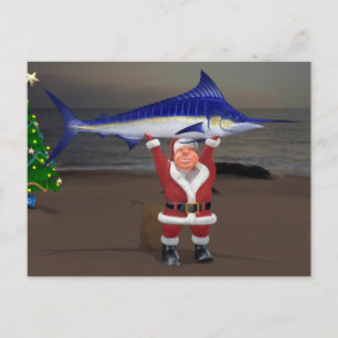 Santa Claus Blue Marlin Postkarte