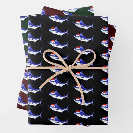 Santa Claus Blue Marlins Geschenkpapier Set (Beispiel)
