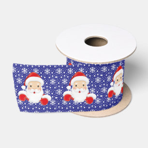 Santa Claus Blue Snowflakes Weihnachten 15 cm Brei Satinband