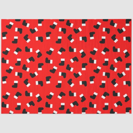 Santa Claus Boots Weihnachtsfeiertag Muster Red Seidenpapier (Vorderseite)