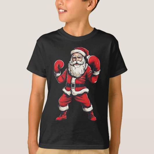 Santa Claus Boxer Boxing Kickboxing Weihnachtsmart T-Shirt (Vorderseite)