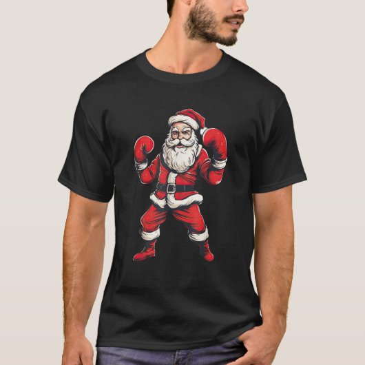 Santa Claus Boxer Boxing Kickboxing Weihnachtsmart T-Shirt (Vorderseite)