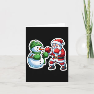 Santa Claus Boxing Snowman Weihnachten Karte