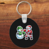 Santa Claus Boxing Snowman Weihnachten Schlüsselanhänger (Vorderseite)