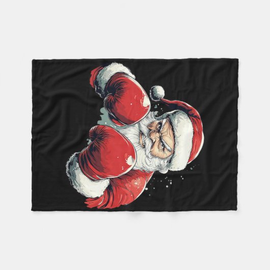 Santa Claus Boxing - Weihnachtsmann mit Boxhandsch Fleecedecke (Vorderseite (Horizontal))