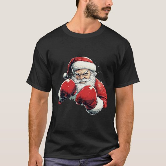 Santa Claus Boxing - Weihnachtsmann mit Boxhandsch T-Shirt (Vorderseite)
