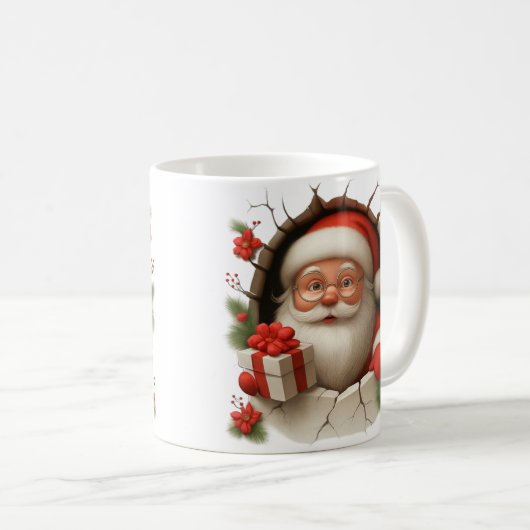 Santa Claus Breakthrough Christmas Mug Kaffeetasse (VorderseiteRechts)