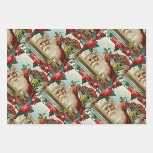 Santa Claus bringing gifts and presents Geschenkpapier Set (Vorderseite 3)