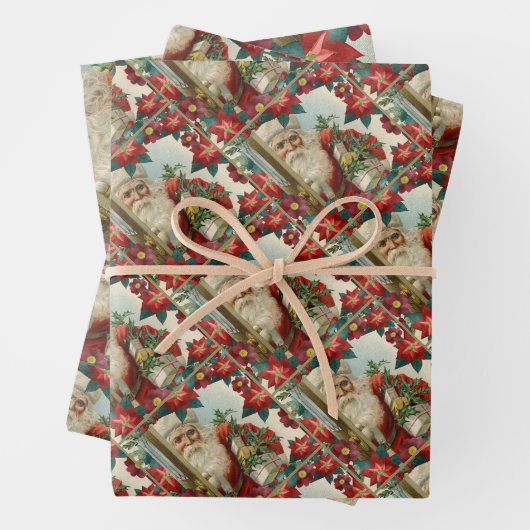 Santa Claus bringing gifts and presents Geschenkpapier Set (Beispiel)