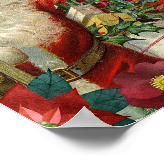 Santa Claus bringing gifts and presents Poster (Ecke)